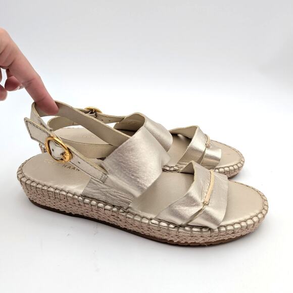 Cole Haan Cloudfeel Tilden Ankle Strap Sandal Women's Gold Size US8B EU38.5 - Picture 3 of 11